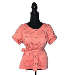 New York & Company Coral Button Down Shirt